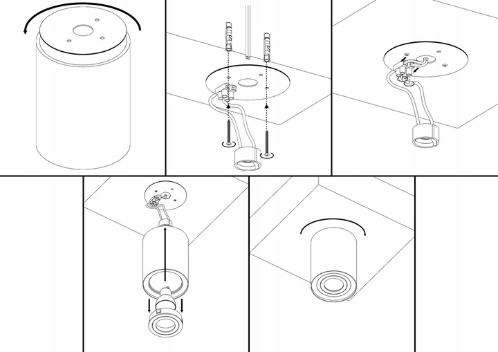 Oprawa Natynkowa Halogenowa Tuba LED GU10 ruchoma spot sufitowa czarna