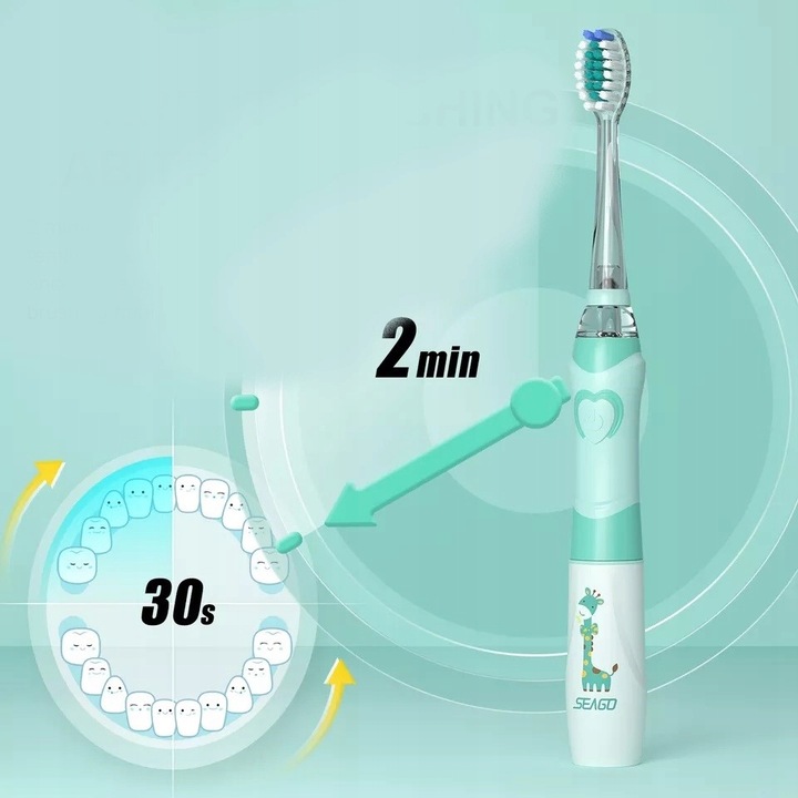 Soniczna Szczoteczka do Zębów dla Dzieci SEAGO SG-977 Zielona 4