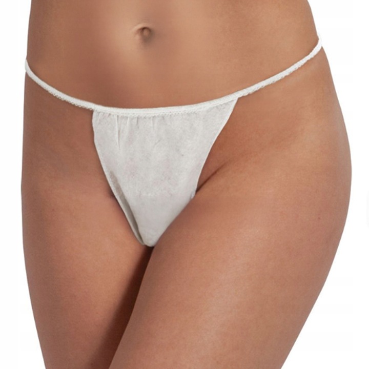 Majtki jednorazowe BIAŁE stringi do masażu 100szt bielizna do zabiegów