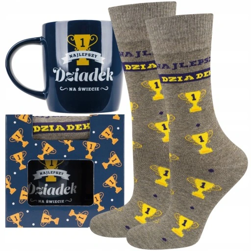 ZESTAW PREZENTOWY KUBEK ŚMIESZNE SKARPETKI MĘSKIE SOXO PREZENT DLA DZIADKA