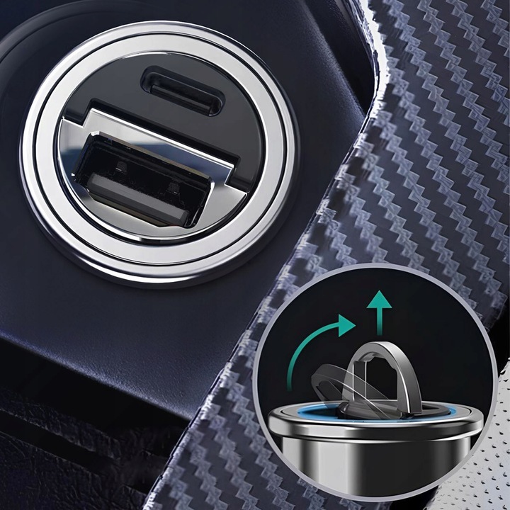 Mała szybka ładowarka samochodowa POLION USB-A USB-C 35W QC3.0 PD 3A