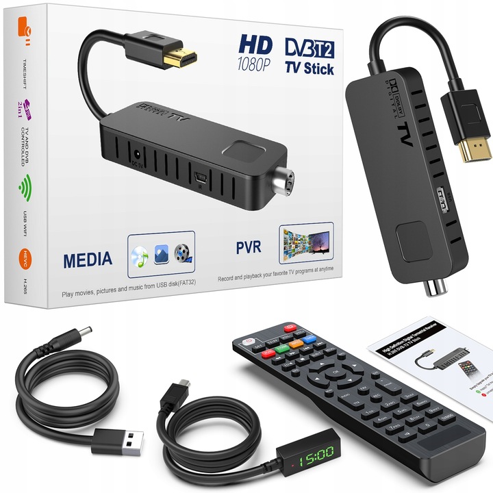 Tuner dekoder dvbt2 hevc mini stick tv naziemnej