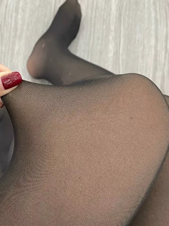 Ocieplane Rajstopy Zimowe Damskie z Futerkiem Ciepłe Termiczne M/L Czarny