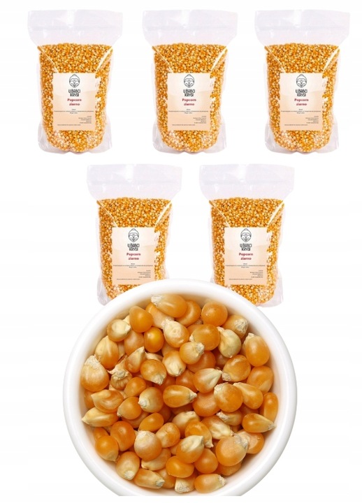 POPCORN KUKURYDZA DO PRAŻENIA 5 kg ZIARNO BEZ SOLI BEZ GMO 5000 g