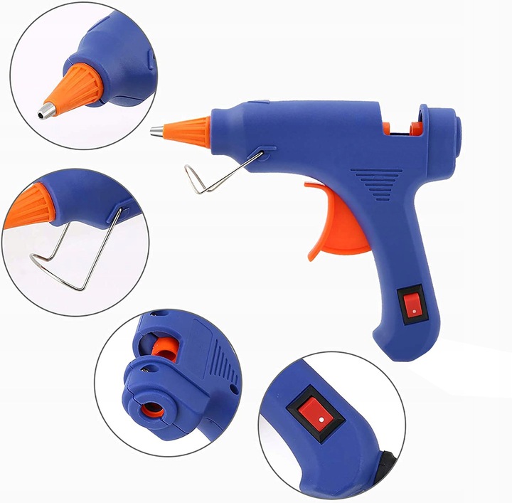 MOCNY PISTOLET DO KLEJU KLEJENIA NA GORĄCO KLEJARKA + DUŻO KLEJU