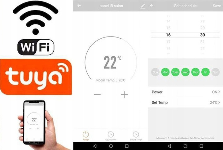 GRZEJNIK NA PODCZERWIEŃ PROMIENNIK 360W PILOT STEROWANIE WiFi LINBOX