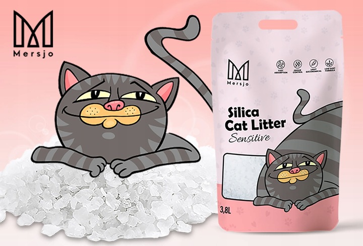 8x ŻWIREK SILIKONOWY dla kota PREMIUM bezpyłowy naturalny Mersjo 3,8L