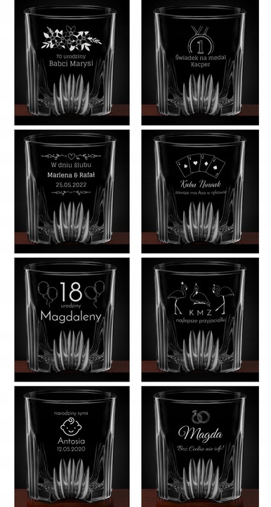 Karafka 6 Szklanek Zestaw do Whisky z Grawerem Prezent na Urodziny Imieniny