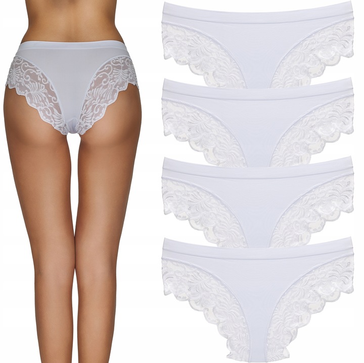 Majtki figi damskie bezszwowe z miękką koronką seksowne koronkowe 4 PAK