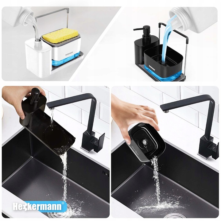 DOZOWNIK NA PŁYN DO MYCIA NACZYŃ MYDŁA POJEMNIK + GĄBKA ORGANIZER DO KUCHNI