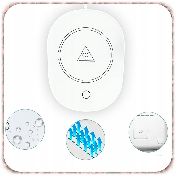 ZESTAW PREZENTOWY PODGRZEWACZ KABEL KUBEK POKRYWKA ŁYŻECZKA DO KAWY