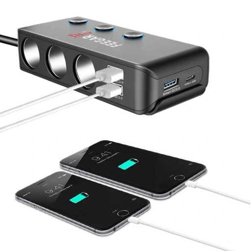 ROZDZIELACZ GNIAZDA ZAPALNICZKI FEEGAR 12-24V USB