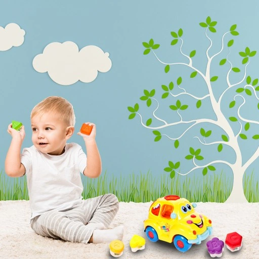 AUTO SORTER SAMOCHÓD Z KLOCKAMI NA BATERIĘ AUTKO WESOŁEK DLA DZIECI KLOCKI