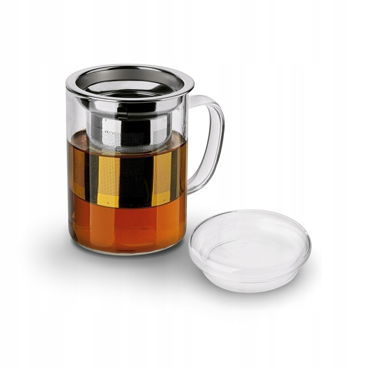 KUBEK z ZAPARZACZEM Nierdzewny z Uchem SZKLANY Konighoffer Cortese 350 ml