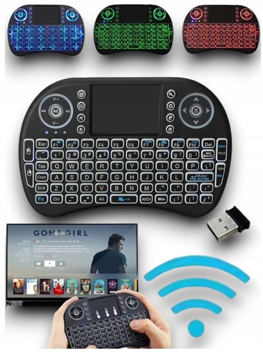 KLAWIATURA BEZPRZEWODOWA MINI LED SMART TV ŚWIECĄCA TOUCHPAD PODŚWIETLANA
