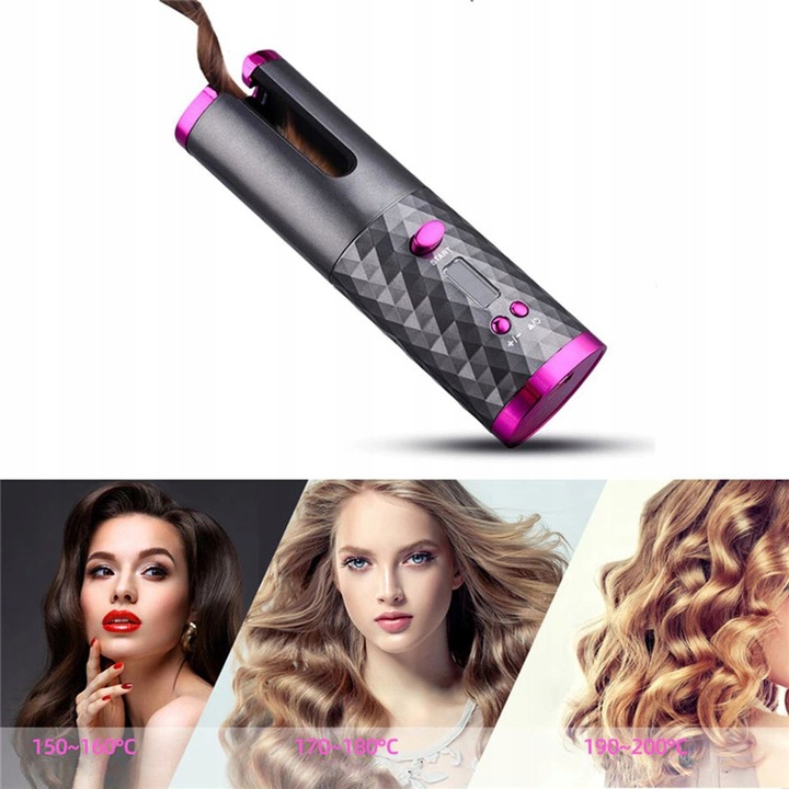 Lokówka automatyczna BEZPRZEWODOWA do włosów loków STYLIZACJI obrotowa LCD