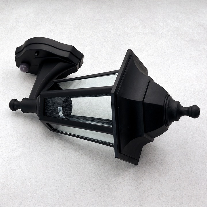 LAMPA OGRODOWA ZEWNĘTRZNA LATARNIA Z CZUJNIKIEM RUCHU I ZMIERZCHU E27