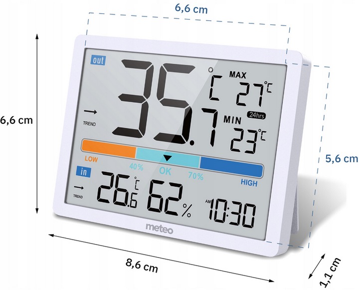 STACJA POGODY POGODOWA CYFROWA TERMOMETR WILGOTNOŚCIOMIERZ ZEGAR