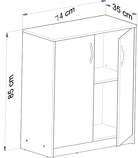 Komoda szafka 2D GRAFIT-WOTAN dwudrzwiowa regał antracyt ROB