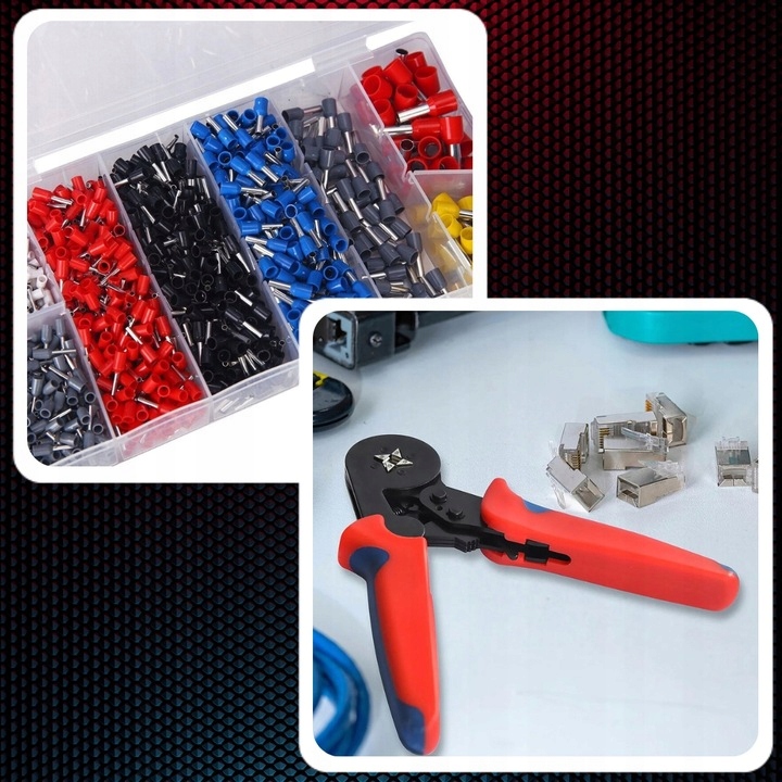 ZACISKARKA DO KONEKTORÓW DO TULEJEK PRASA PRASKA SZCZYPCE + 1200 TULEJEK