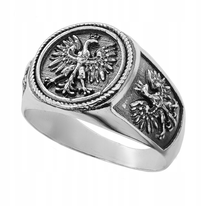 Sygnet Patriotyczny srebro pr. 925 Pierścień Polskie Orły Prezent | r. 20