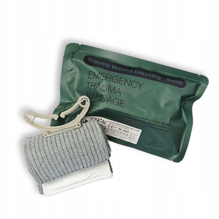 BANDAŻ IZRAELSKI WODOSZCZELNY OPATRUNEK WOJSKOWY 10cm x 4m STERYLNY ZACISK