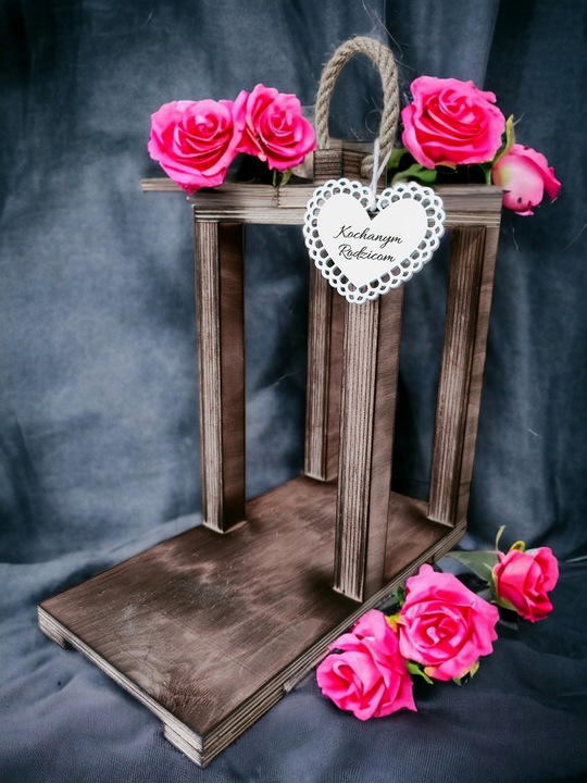 LAMPION DREWNIANY 36cm DUŻY BAZA POD STROIK GRÓB WSZYSTKICH ŚWIĘTYCH