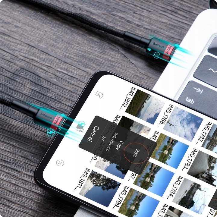 BASEUS MOCNY KABEL USB-C SZYBKIE ŁADOWANIE TYPE-C PD 100W QUICK CHARGE 3.0
