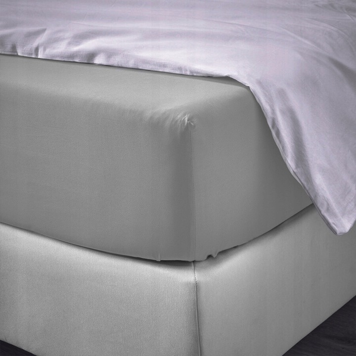 Bawełniane Prześcieradło z Gumką 160x200 Miękkie Kolor Jasnoszary