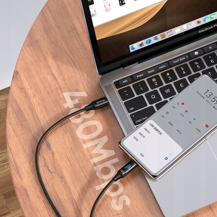 MCDODO KABEL Z WYŚWIETLACZEM USB-C SZYBKIE ŁADOWANIE USB TYP C 5A 100W 1M