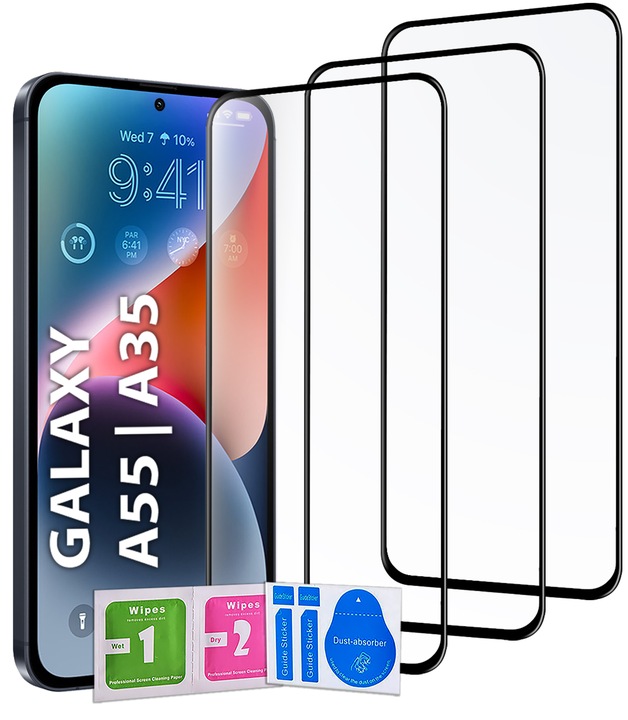 3x SZKŁO NA CAŁY EKRAN do Samsung A35 5G | A55 5G SZYBKA 5D zestaw 3 sztuk