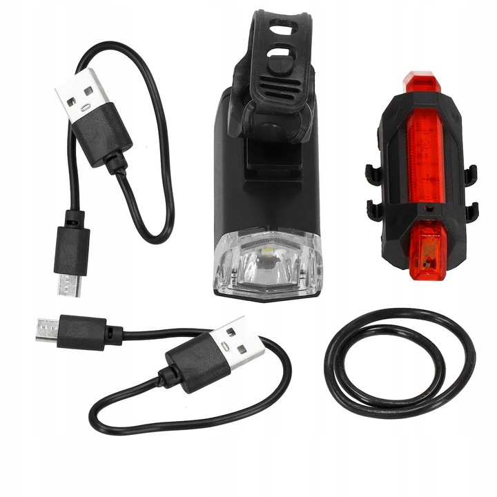 LAMPKA ROWEROWA LED PRZÓD NA USB MOCNA TYŁ ZESTAW KIEROWNICĘ ROWER ŚWIATŁO