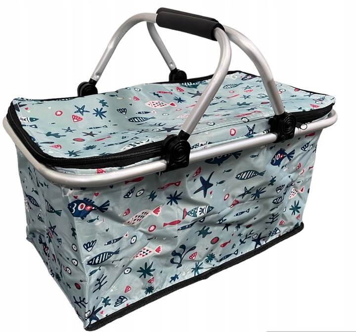 KOSZ PIKNIKOWY SKŁADANY KOSZYK TERMICZNY NA ZAKUPY PIKNIK RÓŻNE WZORY