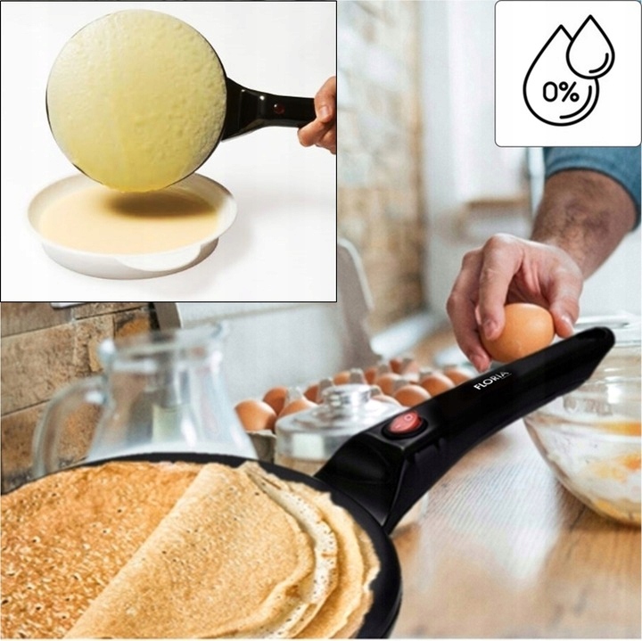 NALEŚNIKARKA ELEKTRYCZNA AUTOMATYCZNA CZARNA NON STICK 20CM 700W