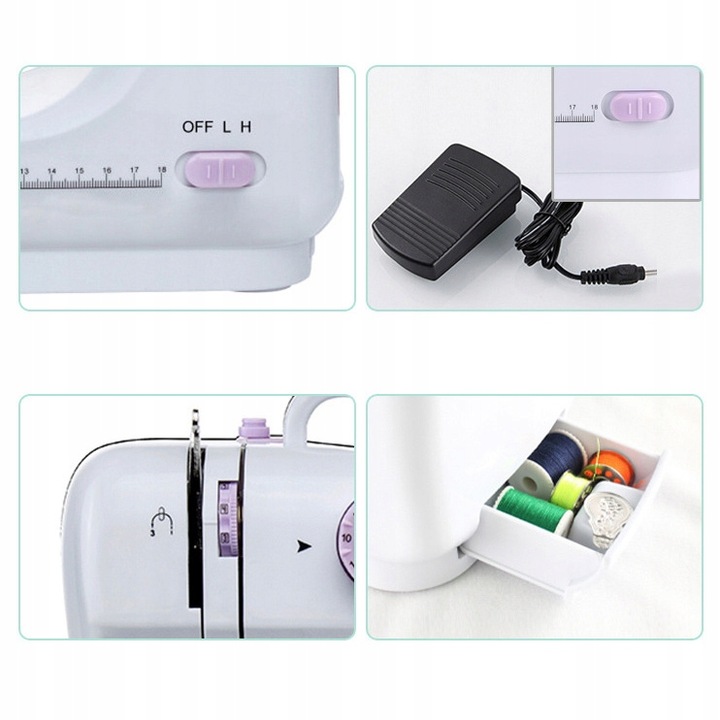 Domowa mini maszyna do szycia 12 ściegów z pedałem
