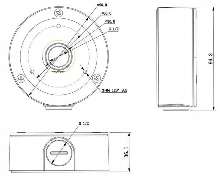 Puszka montażowa adapter kamery Dahua PFA134