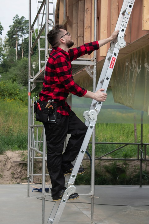 Drabina aluminiowa składana przegubowa wielofunkcyjna 4x3 + podest