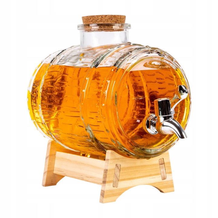 Beczka szklana z kranikiem 2L beczułka antałek karafka do whisky na wodę