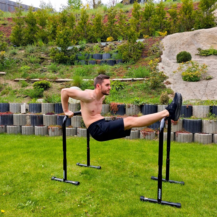 STABILNE STALOWE PORĘCZE DO DIPÓW ćwiczeń pompek, dipy WYSOKIE 90cm KUDDA