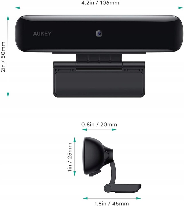 AUKEY PC-W1 Kamera internetowa Full HD 1920x1080 1080p 30fps 2xmikrofony
