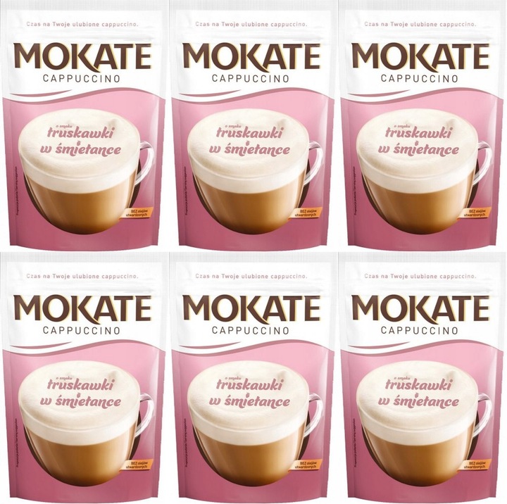Pyszna Kawa Cappuccino Truskawka w Śmietance 110g Mokate x6