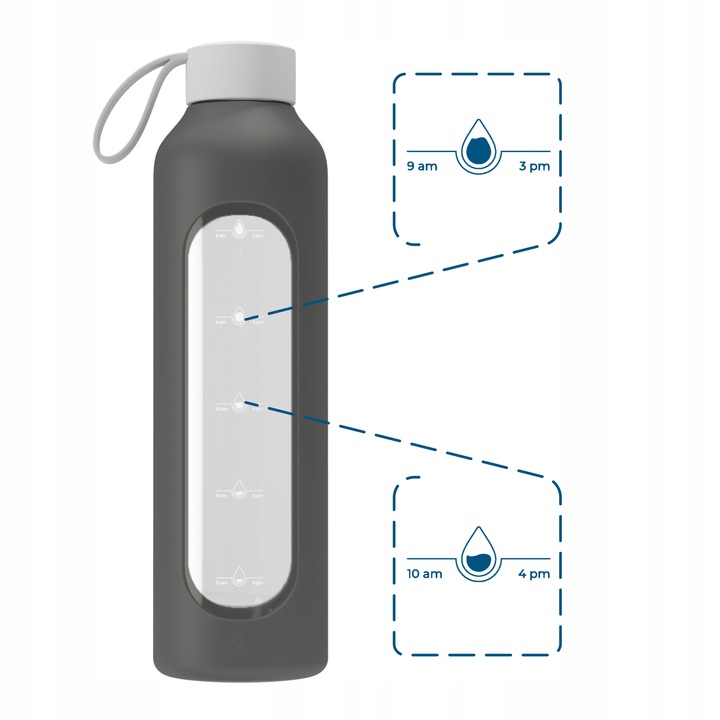 Wessper B1 szklana butelka na wodę 1l z miarką na trening do biura