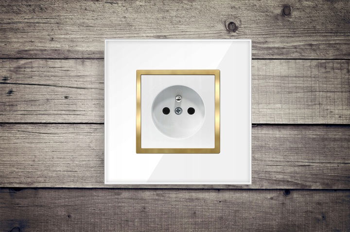 GNIAZDKO POJEDYNCZE Z BOLCEM BIAŁE ZŁOTE W RAMCE SZKLANEJ KONTAKT QUADRA