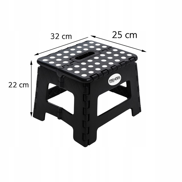 Taboret składany stołek podnóżek antypoślizgowy czarny Easyform 22cm