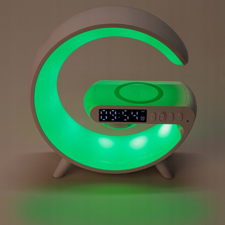 LAMPKA BIURKOWA LED RGB GŁOŚNIK RADIO gamingowa ŁADOWARKA INDUKCYJNA