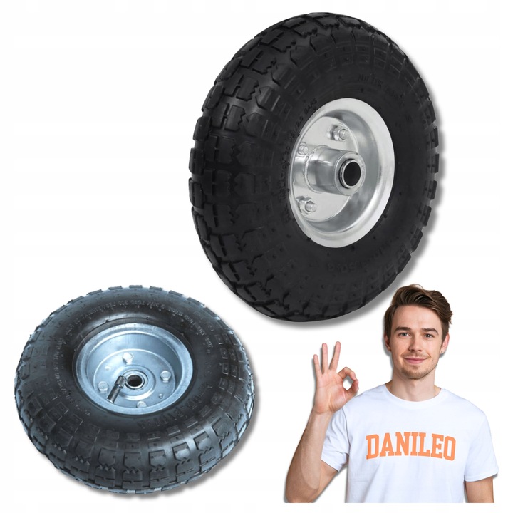 Koło do wózka taczek 4PR 4.10 3.50-4 260x80 łożysko fi 16mm pompowana