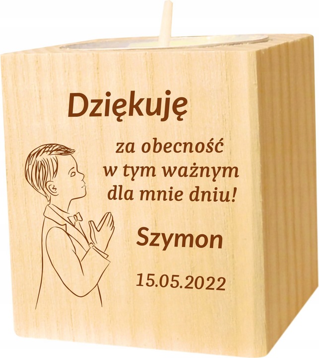 Podziękowanie dla Gości Komunia Chrzest piękny świecznik 10 szt grawer