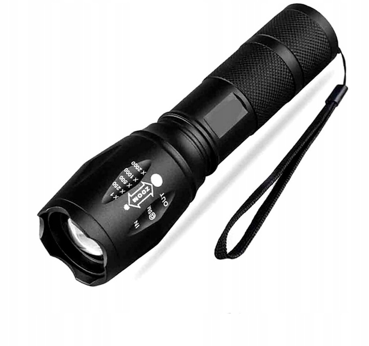 Mocna Latarka TAKTYCZNA LED Policyjna dioda ZOOM NA BIWAK SZPERACZ MEGA