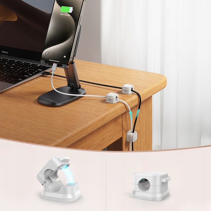 ORAGNIZER DO KABLI SAMOPRZYLEPNY MAGNETYCZNY 6 SZTUK NA BIURKO KOKPIT