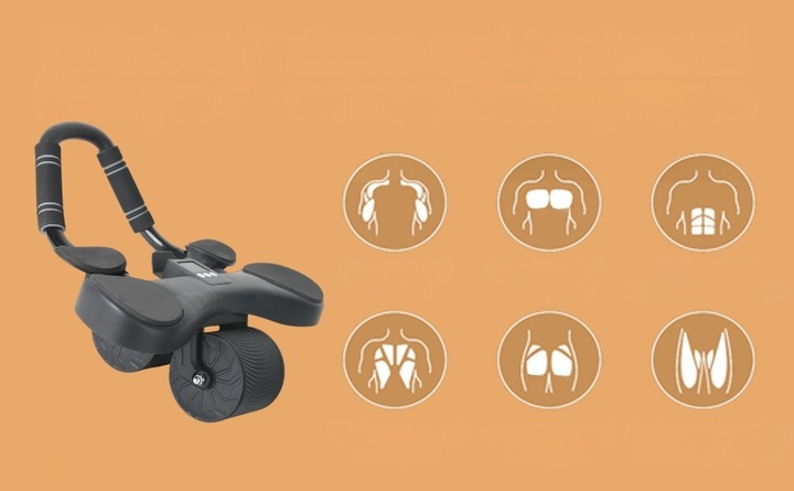 ROLLER DO TRENINGU MIĘŚNI BRZUCHA FIT PRO MAX LCD + uchwyt na smartphone